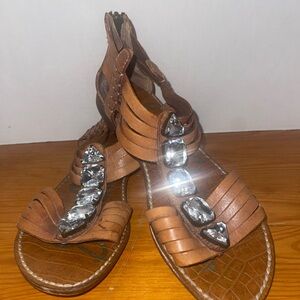 Sam Edelman Tan Sandals with Silver Accents
